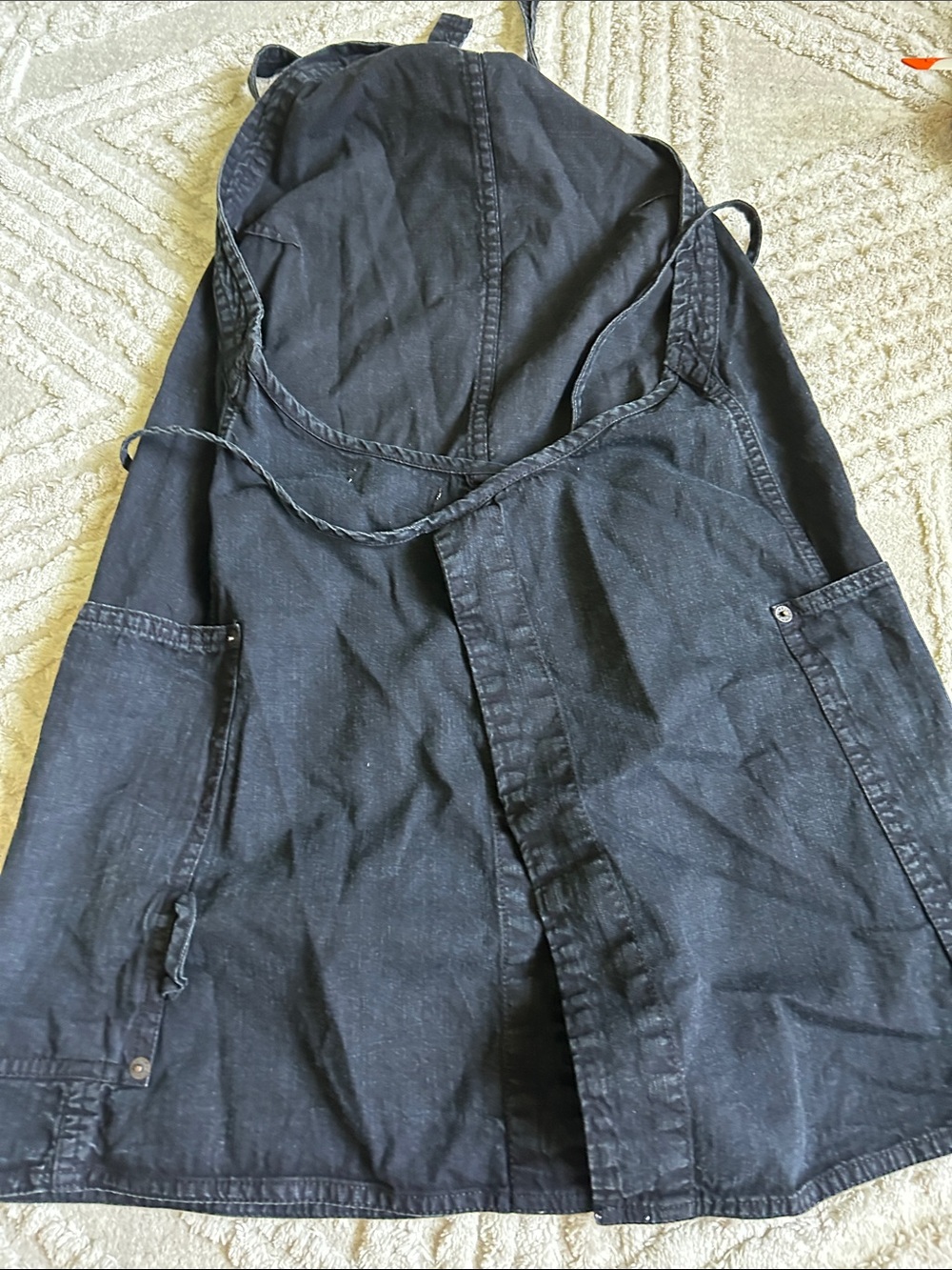 Free people Dark Denim Halter Apron Dress with Front Pockets - Picture 2 of 4